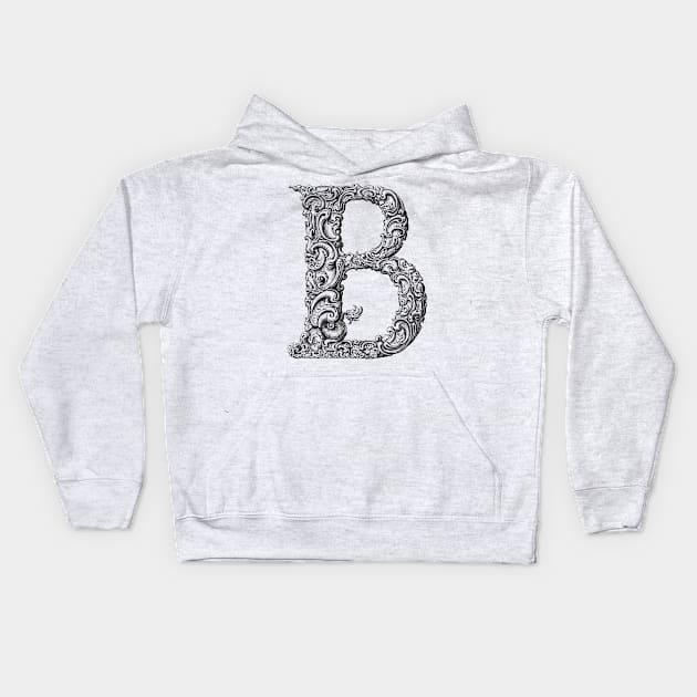 Vintage Initial Letter Lettering Alphabet B Kids Hoodie by AltrusianGrace